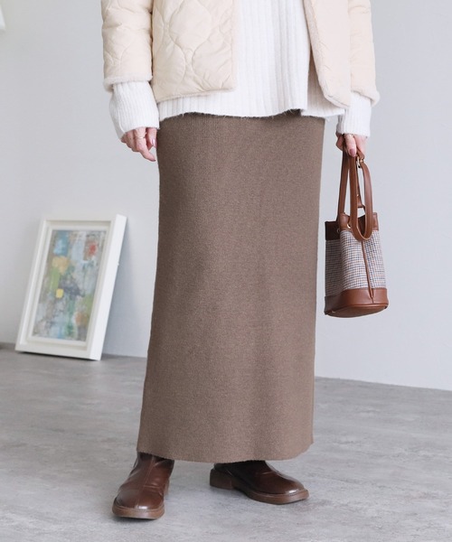 reca（レカ）の「ニットロングスカート（スカート・レディース・ブラック/モカ/グレー系その他・FREE）」の3枚目の写真