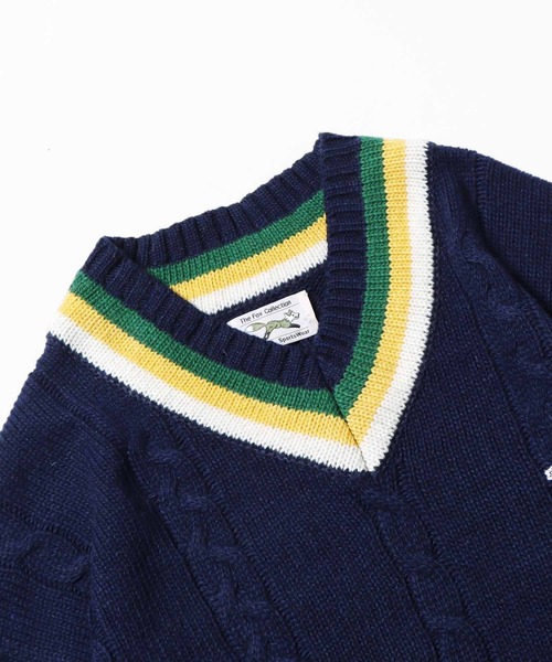 SUNNY  SPORTS（サニースポーツ）の「ROOPTOKYO別注：THE FOX CHILDEN SWEATER セーター チルデンニット（ニット/セーター・メンズ・ホワイト/ネイビー・M/L）」の5枚目の写真