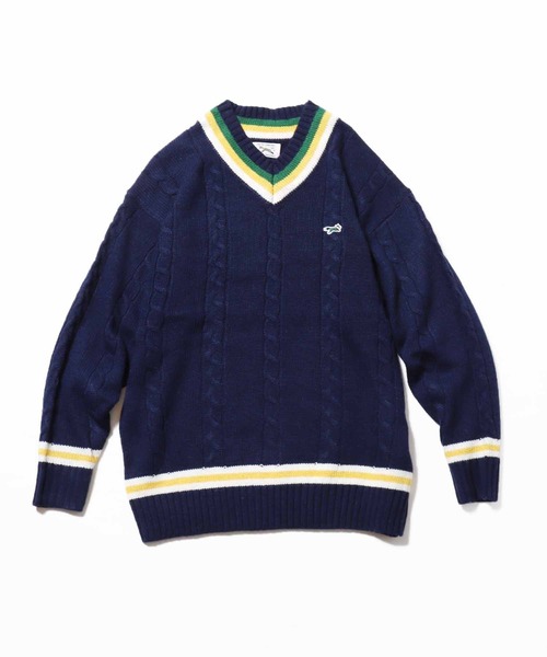 SUNNY  SPORTS（サニースポーツ）の「ROOPTOKYO別注：THE FOX CHILDEN SWEATER セーター チルデンニット（ニット/セーター・メンズ・ホワイト/ネイビー・M/L）」の12枚目の写真