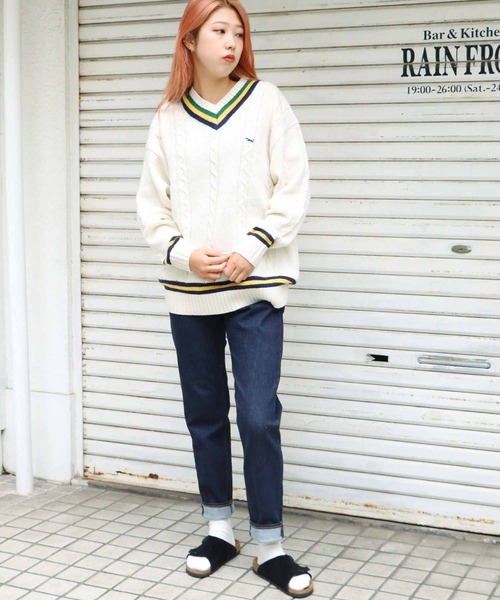 SUNNY  SPORTS（サニースポーツ）の「ROOPTOKYO別注：THE FOX CHILDEN SWEATER セーター チルデンニット（ニット/セーター・メンズ・ホワイト/ネイビー・M/L）」の15枚目の写真