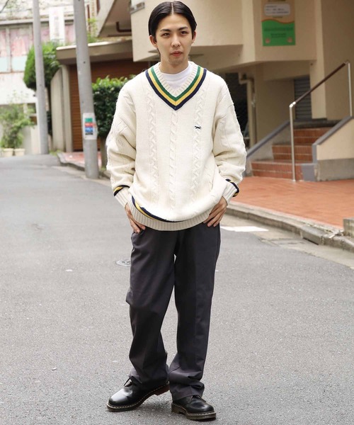 SUNNY  SPORTS（サニースポーツ）の「ROOPTOKYO別注：THE FOX CHILDEN SWEATER セーター チルデンニット（ニット/セーター・メンズ・ホワイト/ネイビー・M/L）」の8枚目の写真