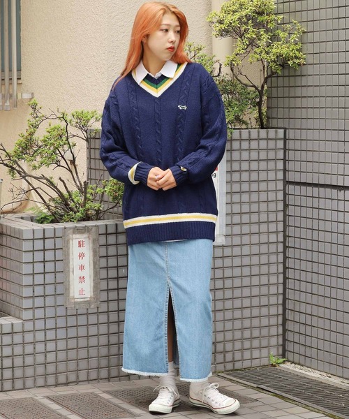 SUNNY  SPORTS（サニースポーツ）の「ROOPTOKYO別注：THE FOX CHILDEN SWEATER セーター チルデンニット（ニット/セーター・メンズ・ホワイト/ネイビー・M/L）」の10枚目の写真