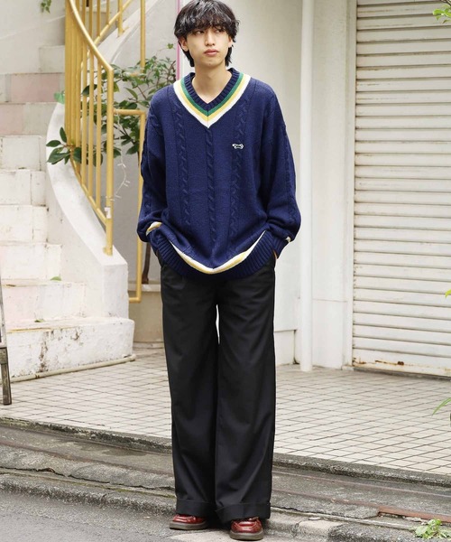 SUNNY  SPORTS（サニースポーツ）の「ROOPTOKYO別注：THE FOX CHILDEN SWEATER セーター チルデンニット（ニット/セーター・メンズ・ホワイト/ネイビー・M/L）」の13枚目の写真