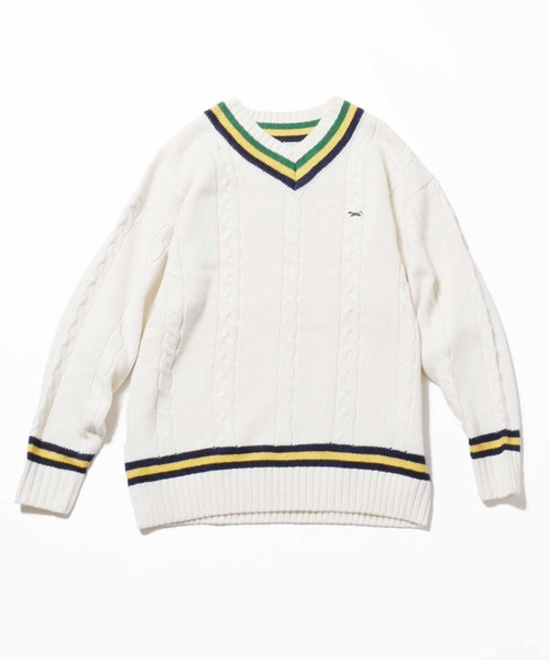 SUNNY  SPORTS（サニースポーツ）の「ROOPTOKYO別注：THE FOX CHILDEN SWEATER セーター チルデンニット（ニット/セーター・メンズ・ホワイト/ネイビー・M/L）」の20枚目の写真