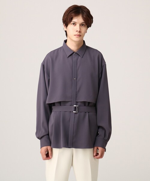 tk.TAKEO KIKUCHI（ティーケータケオキクチ）の「◆トロミツイルレイヤーベルテッドシャツ（シャツ/ブラウス・メンズ・ブラック/ネイビー/ライトパープル・01/02/03/66）」の20枚目の写真