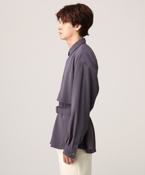 tk.TAKEO KIKUCHI（ティーケータケオキクチ）の「◆トロミツイルレイヤーベルテッドシャツ（シャツ/ブラウス・メンズ・ブラック/ネイビー/ライトパープル・01/02/03/66）」の8枚目の写真