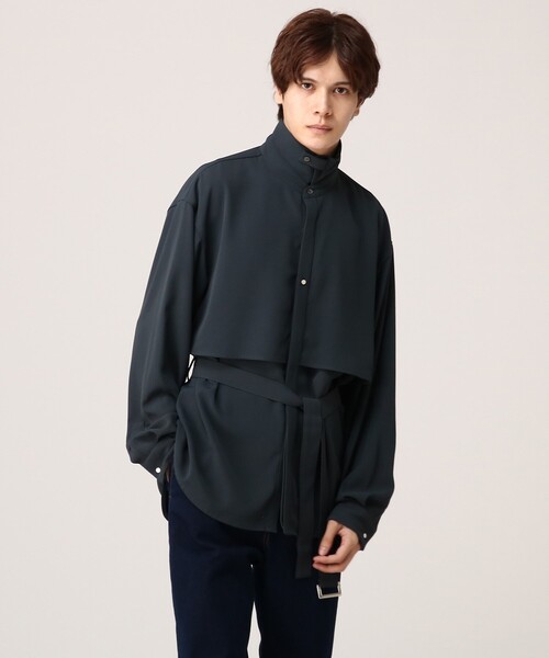 tk.TAKEO KIKUCHI（ティーケータケオキクチ）の「◆トロミツイルレイヤーベルテッドシャツ（シャツ/ブラウス・メンズ・ブラック/ネイビー/ライトパープル・01/02/03/66）」の17枚目の写真