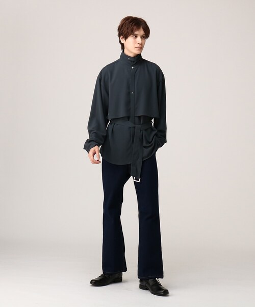 tk.TAKEO KIKUCHI（ティーケータケオキクチ）の「◆トロミツイルレイヤーベルテッドシャツ（シャツ/ブラウス・メンズ・ブラック/ネイビー/ライトパープル・01/02/03/66）」の13枚目の写真