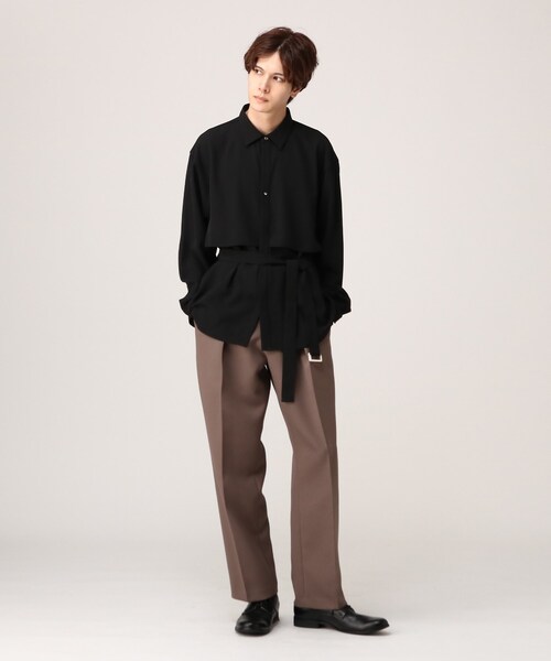 tk.TAKEO KIKUCHI（ティーケータケオキクチ）の「◆トロミツイルレイヤーベルテッドシャツ（シャツ/ブラウス・メンズ・ブラック/ネイビー/ライトパープル・01/02/03/66）」の10枚目の写真