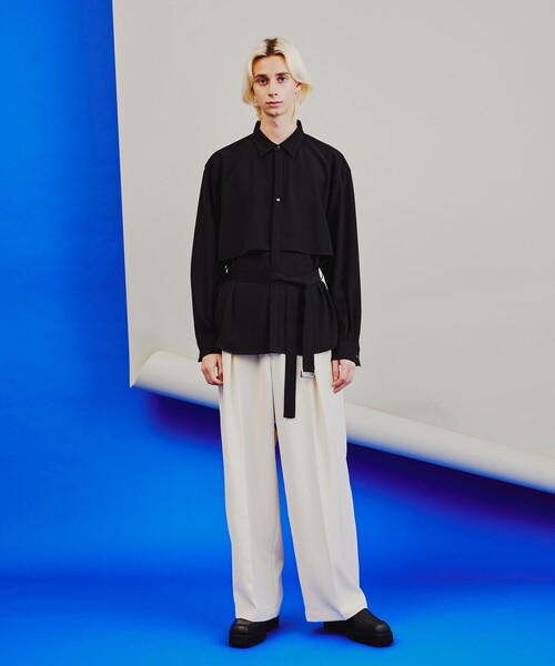 tk.TAKEO KIKUCHI（ティーケータケオキクチ）の「◆トロミツイルレイヤーベルテッドシャツ（シャツ/ブラウス・メンズ・ブラック/ネイビー/ライトパープル・01/02/03/66）」の18枚目の写真