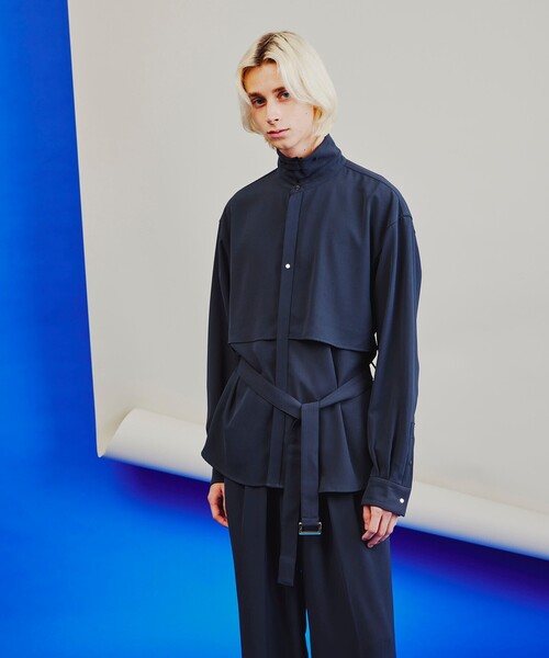 tk.TAKEO KIKUCHI（ティーケータケオキクチ）の「◆トロミツイルレイヤーベルテッドシャツ（シャツ/ブラウス・メンズ・ブラック/ネイビー/ライトパープル・01/02/03/66）」の14枚目の写真