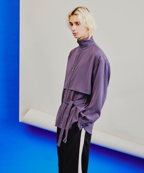 tk.TAKEO KIKUCHI（ティーケータケオキクチ）の「◆トロミツイルレイヤーベルテッドシャツ（シャツ/ブラウス・メンズ・ブラック/ネイビー/ライトパープル・01/02/03/66）」の19枚目の写真