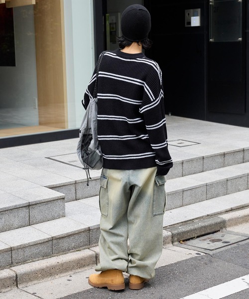 極美品 ポロラルフローレン ボーダー 畦編み ハイネックニット ポニー刺繍ロゴ U.S. POLO ASSN. /ユーエスポロアッスン 別注 ワンポイントロゴ刺繍 畦