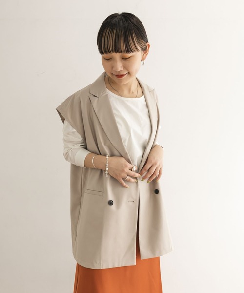 Couleur Meler（クルールメリー）の「Couleur Meler オクユウカ　『セットアップ対応』ダブルベスト（ベスト・レディース・ブラウン/ホワイト系その他・FREE）」の2枚目の写真