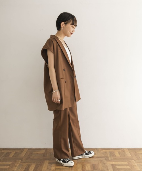 Couleur Meler（クルールメリー）の「Couleur Meler オクユウカ　『セットアップ対応』ダブルベスト（ベスト・レディース・ブラウン/ホワイト系その他・FREE）」の6枚目の写真