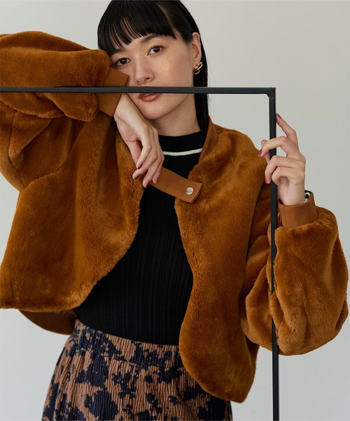 miette（ミエット）の「ファーショートブルゾン（ブルゾン・レディース・キャメル/ブラック・FREE）」の6枚目の写真