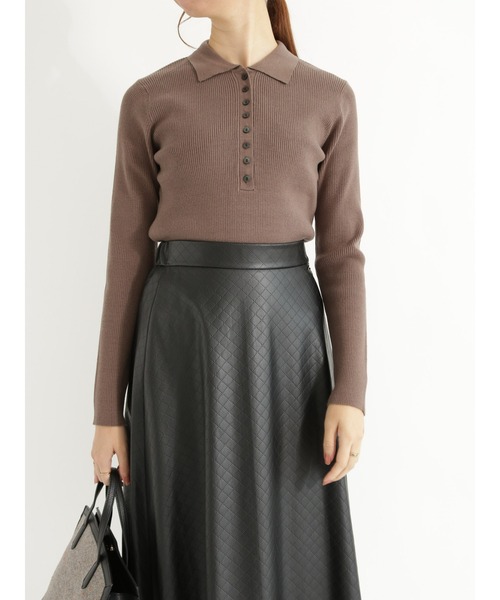 Te chichi（テチチ）の「ポロ衿リブニット（ニット/セーター・レディース・ブラック/ブルー/モカ・ﾌﾘ-）」の2枚目の写真