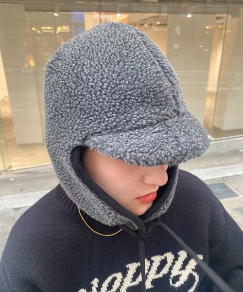 WHO'S WHO gallery（フーズフーギャラリー）の「ボアフライトキャップ（キャップ・レディース・チャコールグレー/アイボリー/ブラック・FREE）」の12枚目の写真