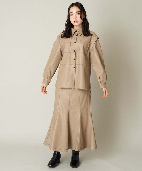 A de a.v.v（アードアー・ヴェ・ヴェ）の「［SET UP対応］フェイクレザーマーメイドスカート（スカート・レディース・ブラック/ベージュ・36/38）」の6枚目の写真