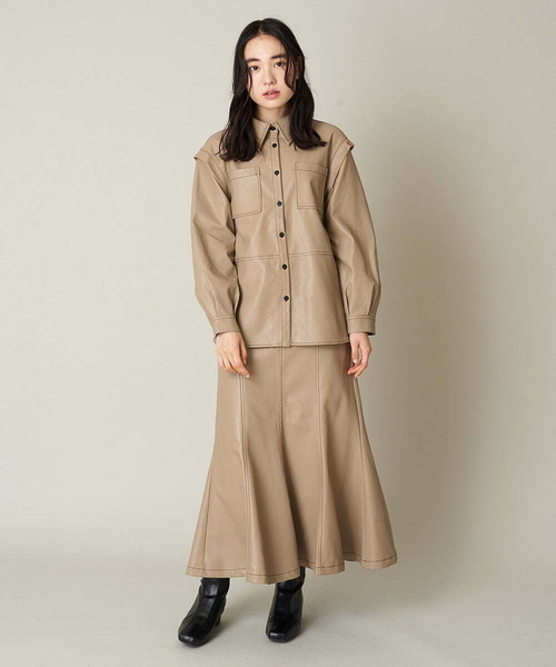 A de a.v.v（アードアー・ヴェ・ヴェ）の「［SET UP対応］フェイクレザーマーメイドスカート（スカート・レディース・ブラック/ベージュ・36/38）」の7枚目の写真