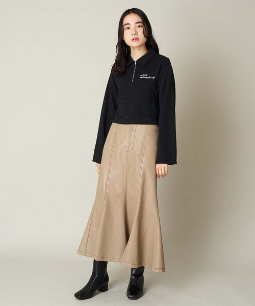 A de a.v.v（アードアー・ヴェ・ヴェ）の「［SET UP対応］フェイクレザーマーメイドスカート（スカート・レディース・ブラック/ベージュ・36/38）」の9枚目の写真