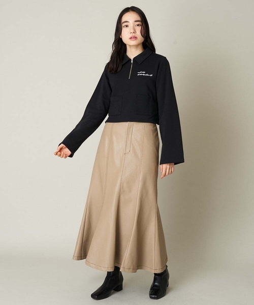 A de a.v.v（アードアー・ヴェ・ヴェ）の「［SET UP対応］フェイクレザーマーメイドスカート（スカート・レディース・ブラック/ベージュ・36/38）」の10枚目の写真