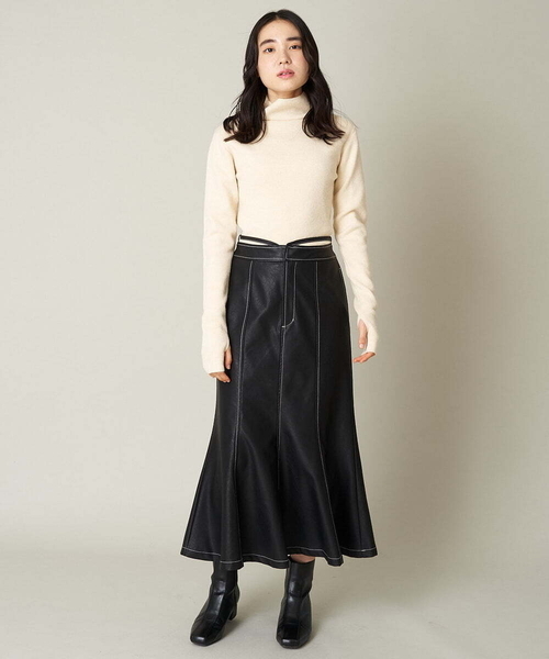 A de a.v.v（アードアー・ヴェ・ヴェ）の「［SET UP対応］フェイクレザーマーメイドスカート（スカート・レディース・ブラック/ベージュ・36/38）」の12枚目の写真