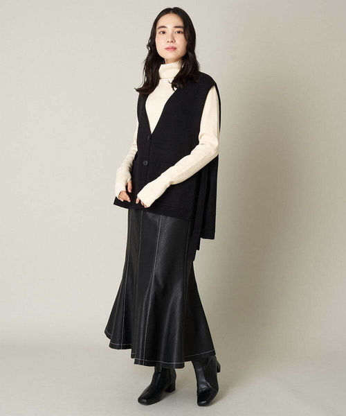 A de a.v.v（アードアー・ヴェ・ヴェ）の「［SET UP対応］フェイクレザーマーメイドスカート（スカート・レディース・ブラック/ベージュ・36/38）」の17枚目の写真