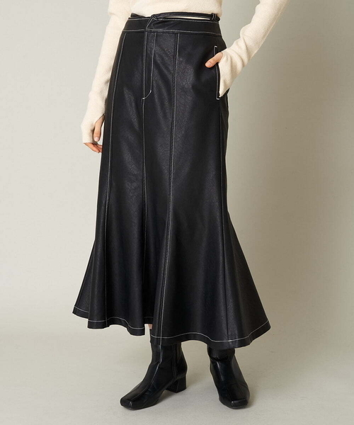 A de a.v.v（アードアー・ヴェ・ヴェ）の「［SET UP対応］フェイクレザーマーメイドスカート（スカート・レディース・ブラック/ベージュ・36/38）」の19枚目の写真