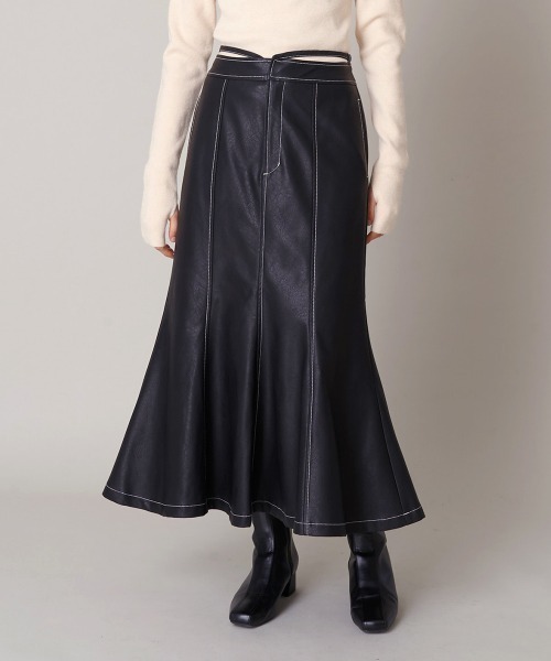 A de a.v.v（アードアー・ヴェ・ヴェ）の「［SET UP対応］フェイクレザーマーメイドスカート（スカート・レディース・ブラック/ベージュ・36/38）」の2枚目の写真