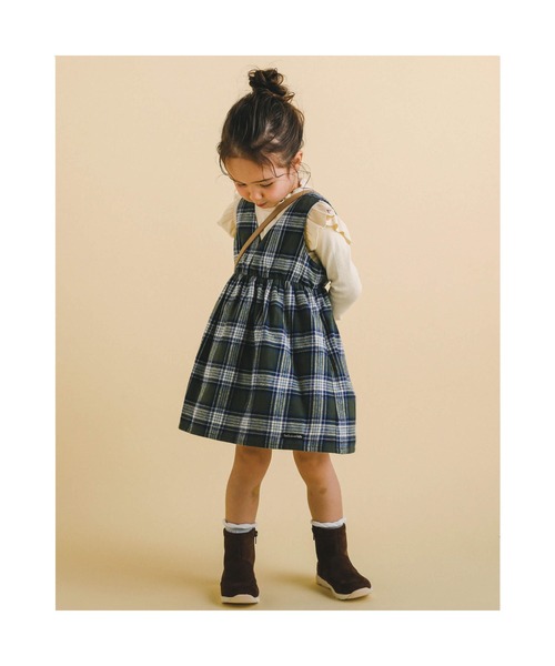 Noeil aime BeBe(ノイユエイムベベ)の「NoeilaimeBeBe/ネルチェック柄Vカットジャンパースカート(90~130cm)(ジャンパースカート・キッズ・ブラウン系その他/グリーン系その他・100/120/110/130/90)」の12枚目の写真