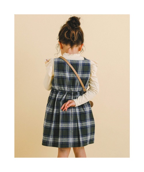 Noeil aime BeBe(ノイユエイムベベ)の「NoeilaimeBeBe/ネルチェック柄Vカットジャンパースカート(90~130cm)(ジャンパースカート・キッズ・ブラウン系その他/グリーン系その他・100/120/110/130/90)」の5枚目の写真