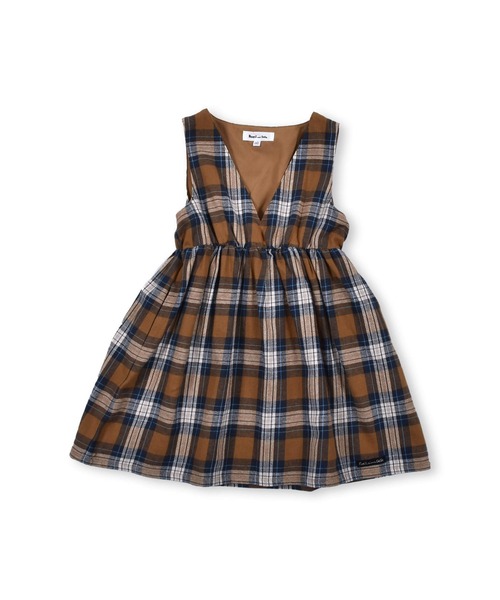Noeil aime BeBe(ノイユエイムベベ)の「NoeilaimeBeBe/ネルチェック柄Vカットジャンパースカート(90~130cm)(ジャンパースカート・キッズ・ブラウン系その他/グリーン系その他・100/120/110/130/90)」の4枚目の写真