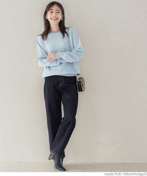 coca(coca)(コカ)の「裏起毛デニムワイドパンツ(デニムパンツ・レディース・インディゴブルー・S/M/L)」の7枚目の写真