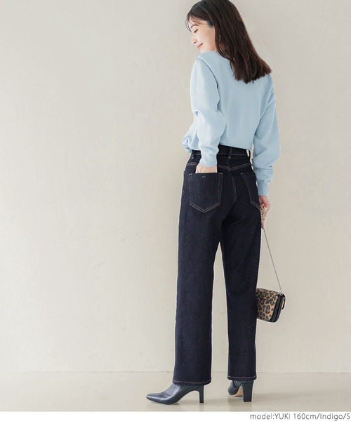 coca(coca)(コカ)の「裏起毛デニムワイドパンツ(デニムパンツ・レディース・インディゴブルー・S/M/L)」の9枚目の写真