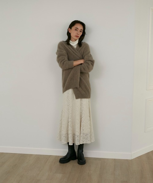 INED(イネド)の「モールレーススカート 後ろウエストゴム 水洗い可(スカート・レディース・スミクロ/アイボリー・9号/7号)」の3枚目の写真