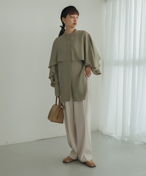 セール】【新色追加】ラッフルスリーブブラウス（シャツ