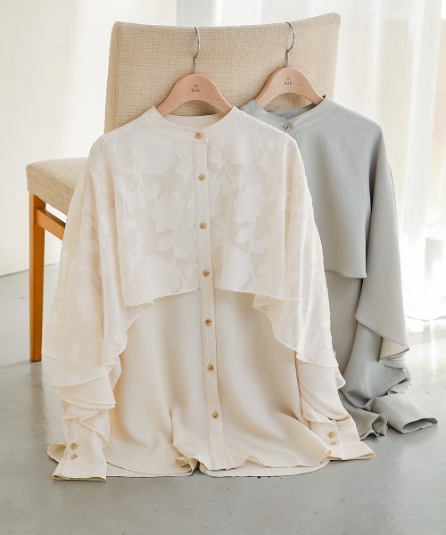 Bab（バブ）の「【新色追加】ラッフルスリーブブラウス（シャツ/ブラウス・レディース・ブラック/ピンク/ライトグレー/アイボリー/A/カーキ/ブラック系その他・M）」の17枚目の写真