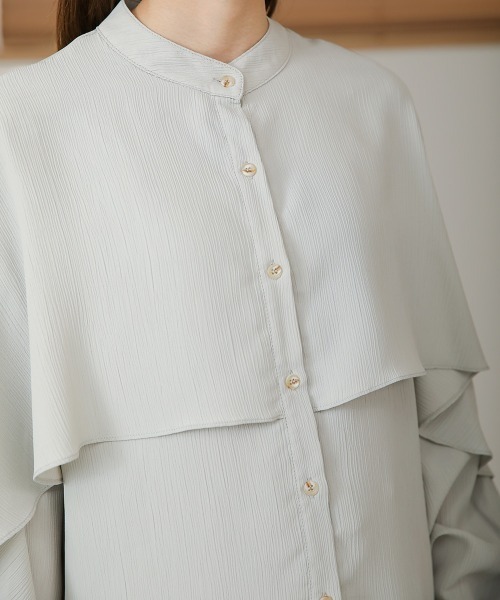 Bab（バブ）の「【新色追加】ラッフルスリーブブラウス（シャツ/ブラウス・レディース・ブラック/ピンク/ライトグレー/アイボリー/A/カーキ/ブラック系その他・M）」の16枚目の写真