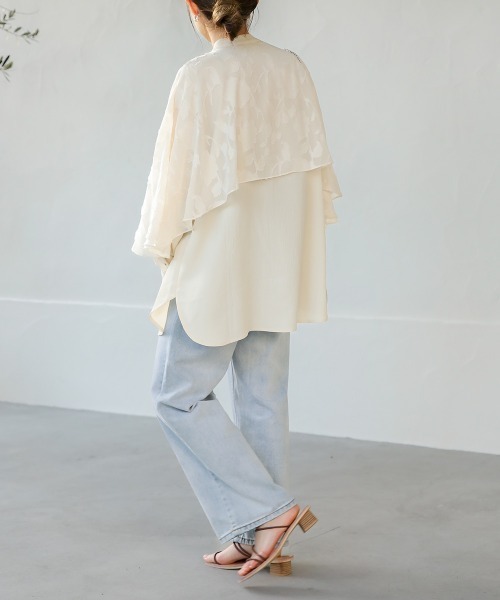 Bab（バブ）の「【新色追加】ラッフルスリーブブラウス（シャツ/ブラウス・レディース・ブラック/ピンク/ライトグレー/アイボリー/A/カーキ/ブラック系その他・M）」の22枚目の写真