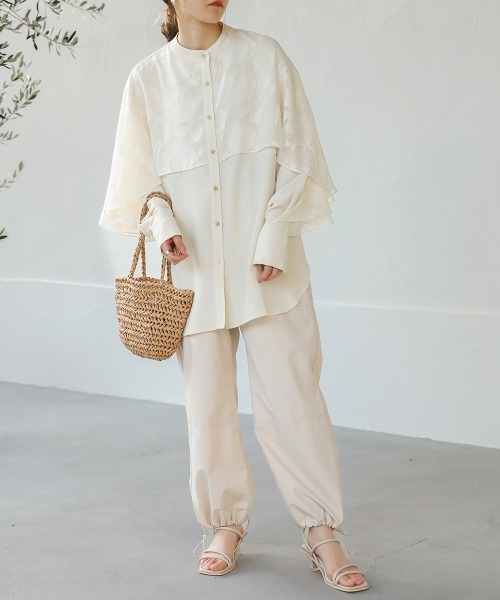 Bab（バブ）の「【新色追加】ラッフルスリーブブラウス（シャツ/ブラウス・レディース・ブラック/ピンク/ライトグレー/アイボリー/A/カーキ/ブラック系その他・M）」の19枚目の写真