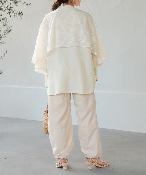 Bab（バブ）の「【新色追加】ラッフルスリーブブラウス（シャツ/ブラウス・レディース・ブラック/ピンク/ライトグレー/アイボリー/A/カーキ/ブラック系その他・M）」の18枚目の写真