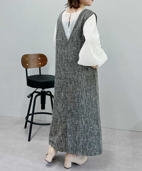 un dix cors(アンディコール)の「旬顔になれる ツイードジャンスカ(ワンピース・レディース・ブラック/グレイッシュベージュ・FREE)」の13枚目の写真