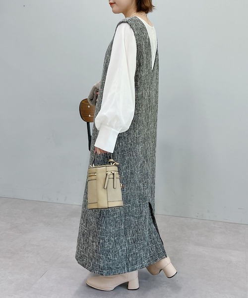 un dix cors(アンディコール)の「旬顔になれる ツイードジャンスカ(ワンピース・レディース・ブラック/グレイッシュベージュ・FREE)」の12枚目の写真