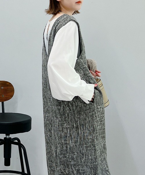 un dix cors(アンディコール)の「旬顔になれる ツイードジャンスカ(ワンピース・レディース・ブラック/グレイッシュベージュ・FREE)」の10枚目の写真