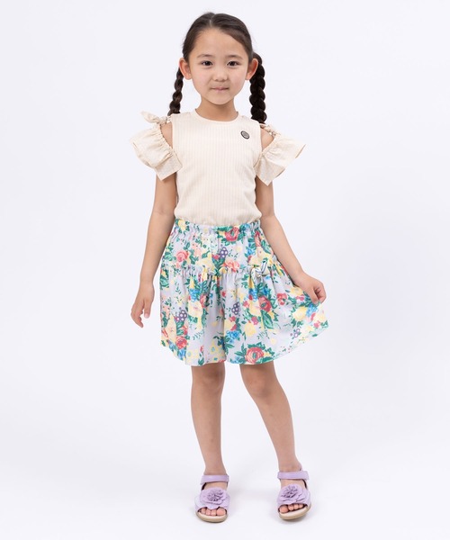 trois lapins kp（トロワラパンケーピー）の「デシン フラワープリントキュロット(110～130)（その他パンツ・キッズ・クリーム・110cm/120cm/130cm）」の3枚目の写真