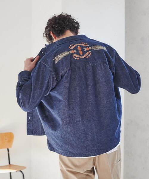 coen（コーエン）の「トライバル柄刺繍シャツ（シャツ/ブラウス・メンズ・オリーブ/ネイビー・XL/S/L/M）」の10枚目の写真