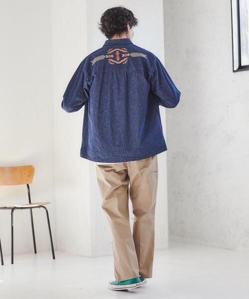 coen（コーエン）の「トライバル柄刺繍シャツ（シャツ/ブラウス・メンズ・オリーブ/ネイビー・XL/S/L/M）」の13枚目の写真