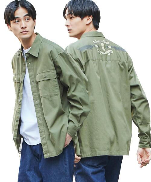 coen（コーエン）の「トライバル柄刺繍シャツ（シャツ/ブラウス・メンズ・オリーブ/ネイビー・XL/S/L/M）」の14枚目の写真