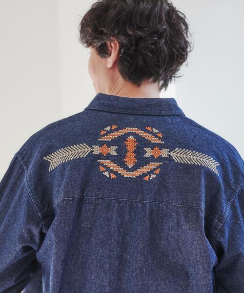 coen（コーエン）の「トライバル柄刺繍シャツ（シャツ/ブラウス・メンズ・オリーブ/ネイビー・XL/S/L/M）」の15枚目の写真